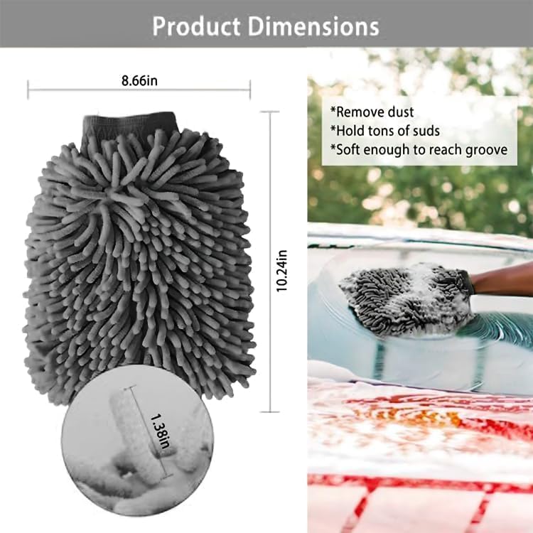 WASH&WHIPS Chenille Premium Scratch-Free Microfiber Lint-Free Blue Wash Mitt 8" x 10"in & Black Pitstop Particle Interceptor - Xtrusion Overland