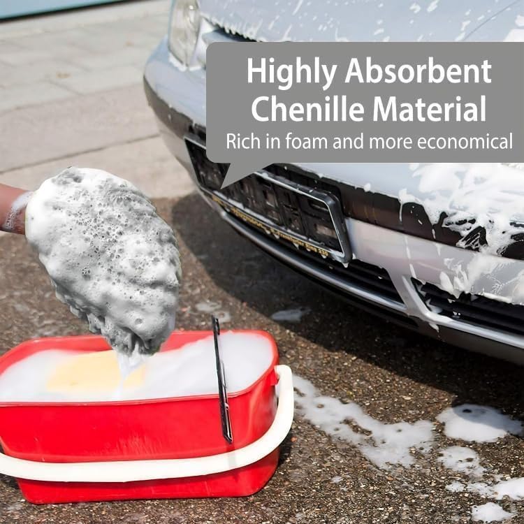 WASH&WHIPS Chenille Premium Scratch-Free Microfiber Lint-Free Blue Wash Mitt 8" x 10"in & Black Pitstop Particle Interceptor - Xtrusion Overland
