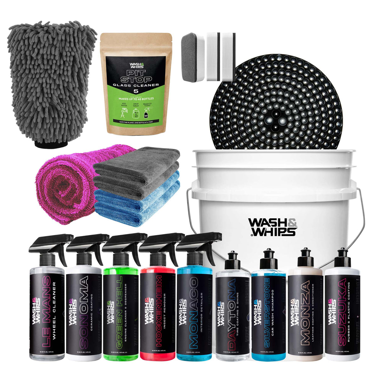 WASH&WHIPS Quick Detailing Pro Kit for Auto Detailing - 16-Piece Complete Car Care Set - Xtrusion Overland
