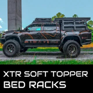 Softopper compatible XTR1 and XTR3 bed racks for fabric truck toppers, overland camping, and modular cargo mounting