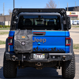 Jeep gladiator with case mounted to the right side using XTR recessed case brackets