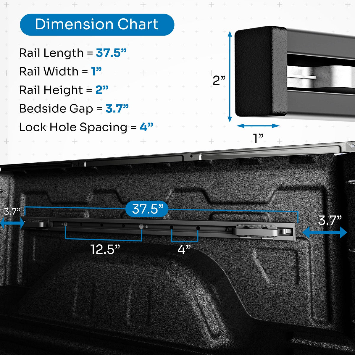 Integral Rails (Compact) - Bedside Rail System - Chevrolet Silverado & GMC Sierra 1500 (2019+)
