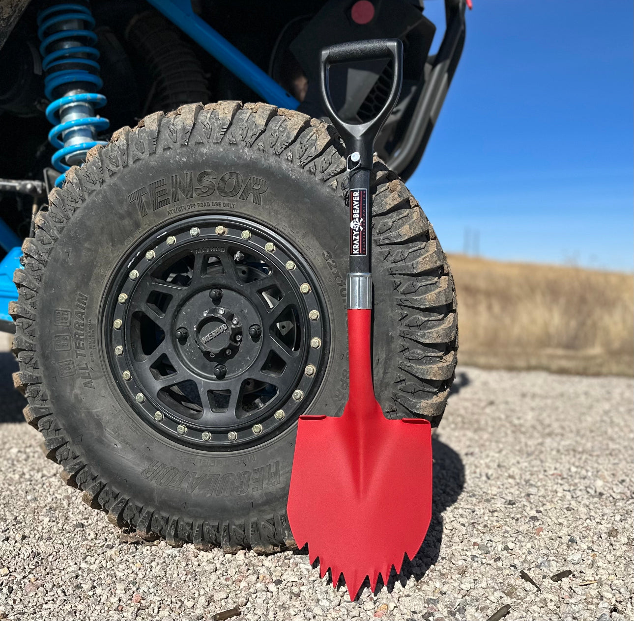 ATV / UTV Krazy Beaver Shorty Shovel (Textured Red Head / Black Handle)