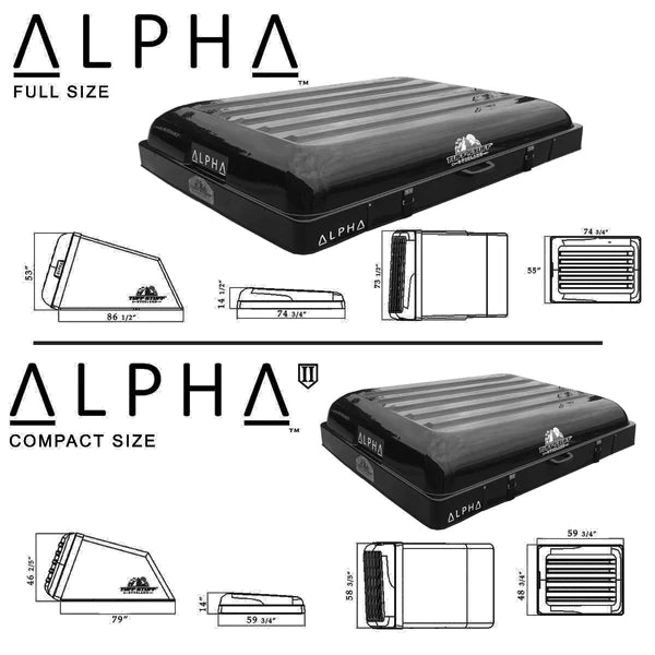 ALPHA II HARDSHELL ROOFTOP TENT, ABS, 2 PERSON, BLACK, BY TUFF STUFF OVERLAND