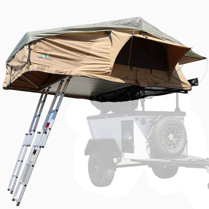 ELITE ROOFTOP TENT INCLUDES ANNEX ROOM, 4-5 PERSON, TAN, BY TUFF STUFF OVERLAND