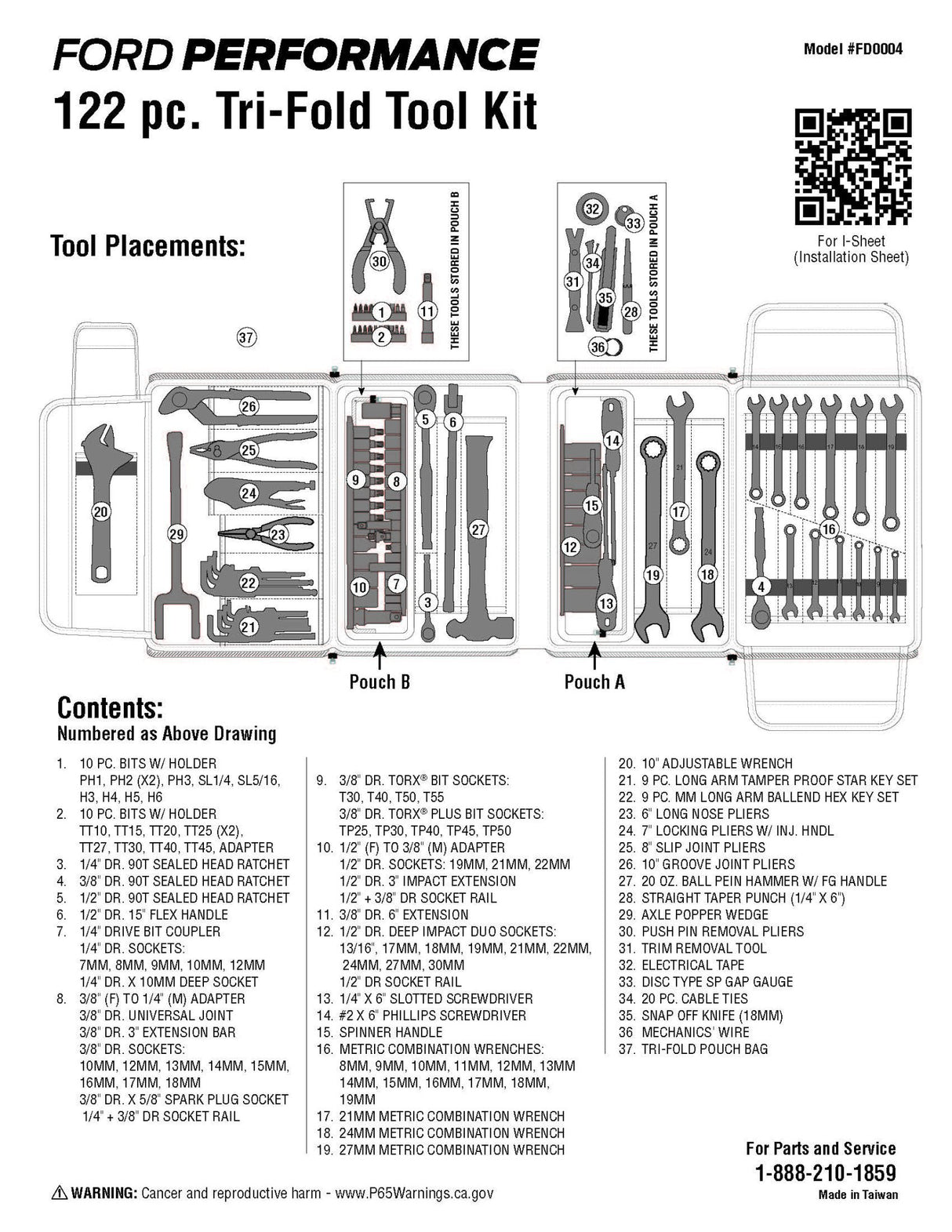 122pc Ford Performance Tri-Fold Tool Kit - Xtrusion Overland
