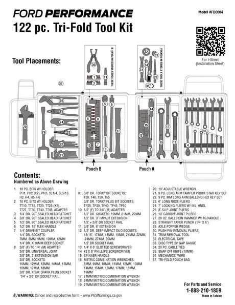 122pc Ford Performance Tri-Fold Tool Kit - Xtrusion Overland