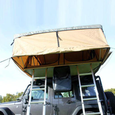 ELITE ROOFTOP TENT INCLUDES ANNEX ROOM, 4-5 PERSON, TAN, BY TUFF STUFF OVERLAND