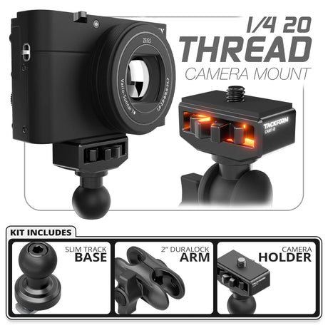 1/4"-20 Camera Mount | Slim Track Base | 2" DuraLock Arm - Xtrusion Overland
