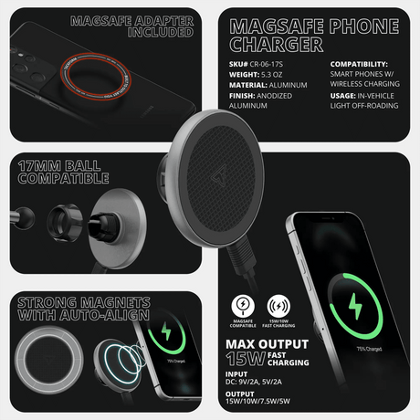 ‘15-‘20 Ford F-150, ‘17-‘22 Super Duty, ‘18-‘21 Expedition LINK™ Vent Mount Bracket With MagSafe Charging Phone Holder | Choose Your Arm Length | (See Compatibility Info For Year/Trim Details) - Xtrusion Overland