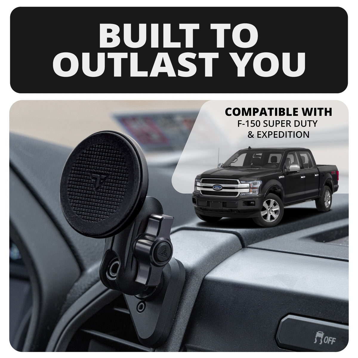 ‘15-‘20 Ford F-150, ‘17-‘22 Super Duty, ‘18-‘21 Expedition LINK™ Vent Mount Bracket With MagSafe Phone Holder | 2" Arm | (See Compatibility Info For Year/Trim Details) - Xtrusion Overland