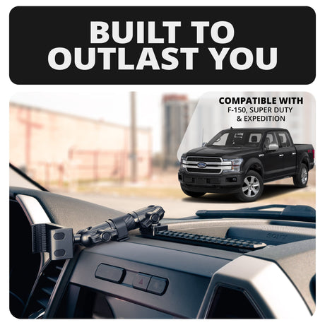 ‘15-‘20 Ford F-150, ‘17-‘22 Super Duty, ‘18-‘21 Expedition Tackform Assault Track Picatinny Dash Bracket With 20LITE Phone & Tablet Mounts - Xtrusion Overland