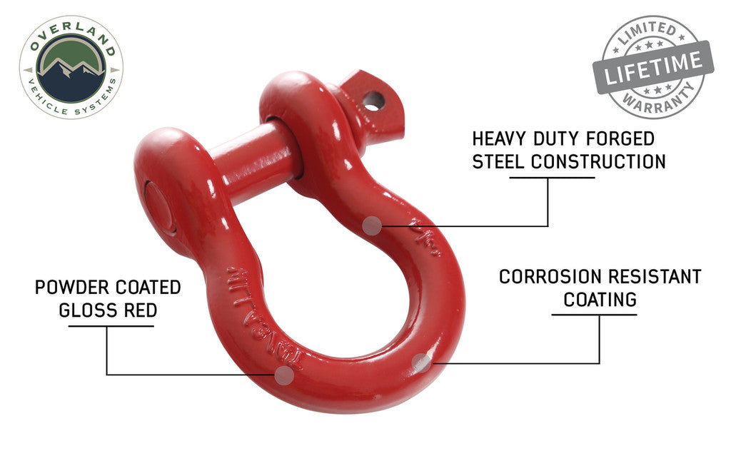 OVS Recovery Shackle 3/4" 4.75 Ton Red