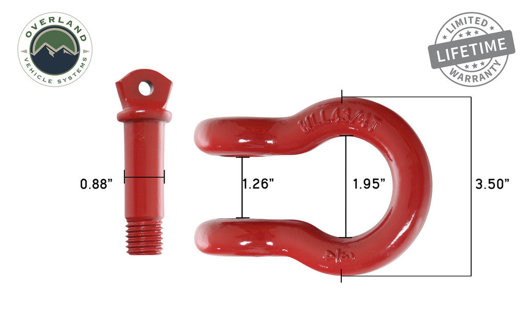 OVS Recovery Shackle 3/4" 4.75 Ton Red