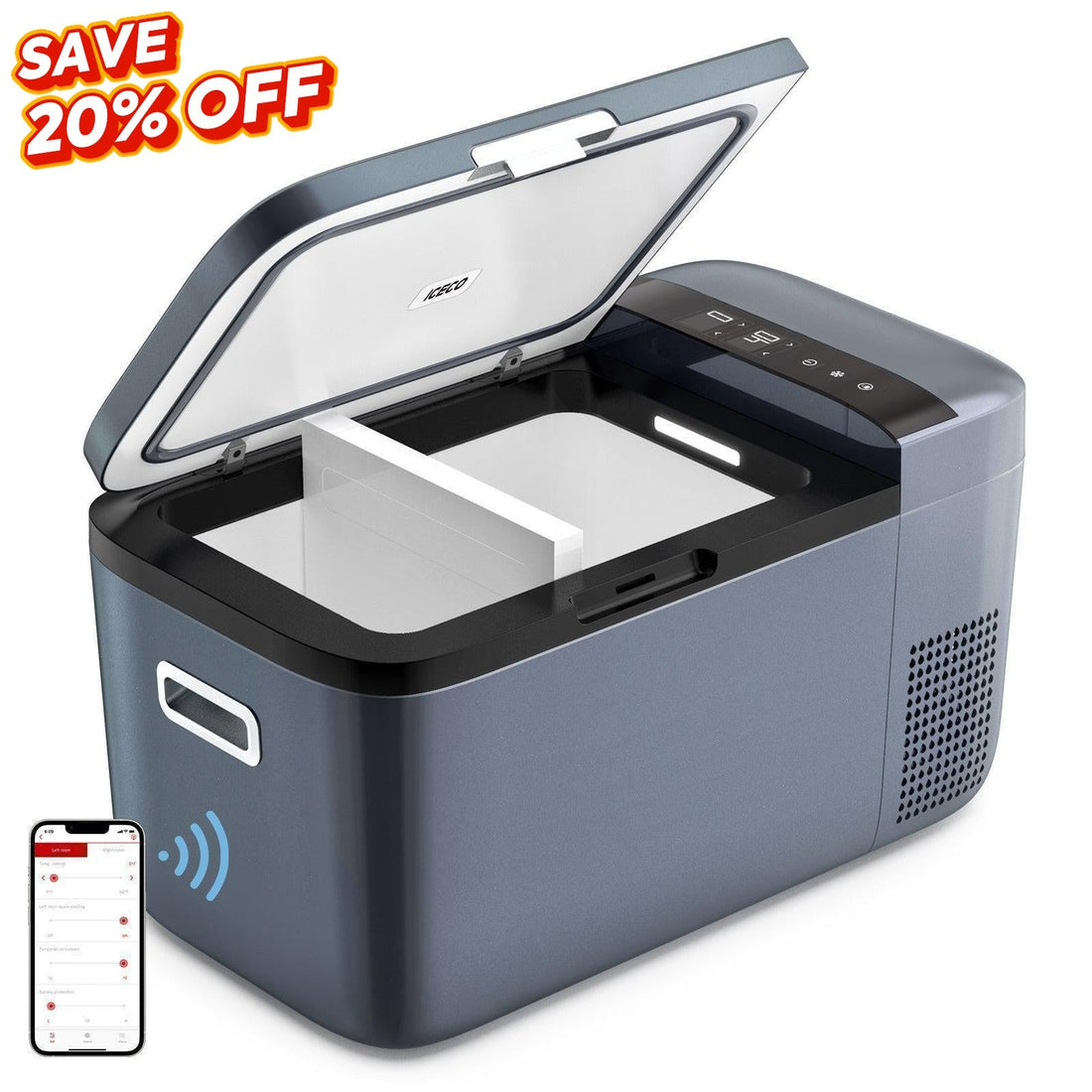 21QT GO20 Dual Zone Portable Fridge Electric Cooler | ICECO-Portable Fridge-www.icecofreezer.com