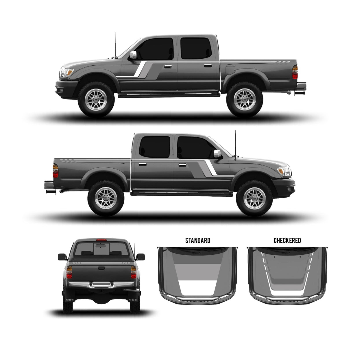 2001-04 Tacoma Checkered Stripe Kit - Xtrusion Overland