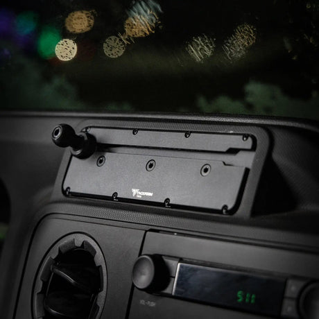 2009-2026 Ford E-Series Tackform Slim Track Dash Bracket With 20LITE Phone & CB Microphone Mounts - Xtrusion Overland