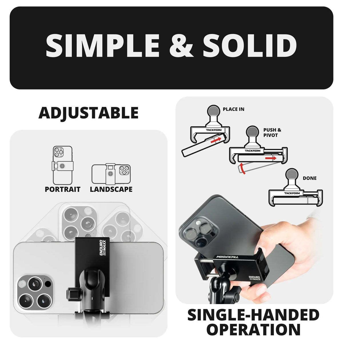 2009-2026 Ford E-Series Tackform Slim Track Dash Bracket With 20LITE Phone Mount - Xtrusion Overland