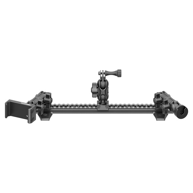 2010-2024 Toyota 4Runner Tackform Assault Track Picatinny Dash Bracket With 20LITE Phone, Midland MXT Magnetic Radio Mount, & GoPro Action Camera Holder - Xtrusion Overland