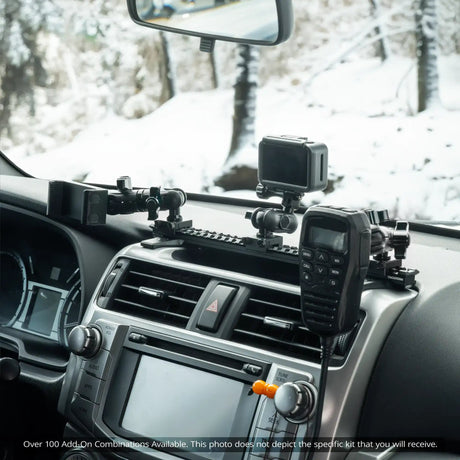 2010-2024 Toyota 4Runner Tackform Assault Track Picatinny Dash Bracket With MagSafe Phone & CB Mic Holder - Xtrusion Overland