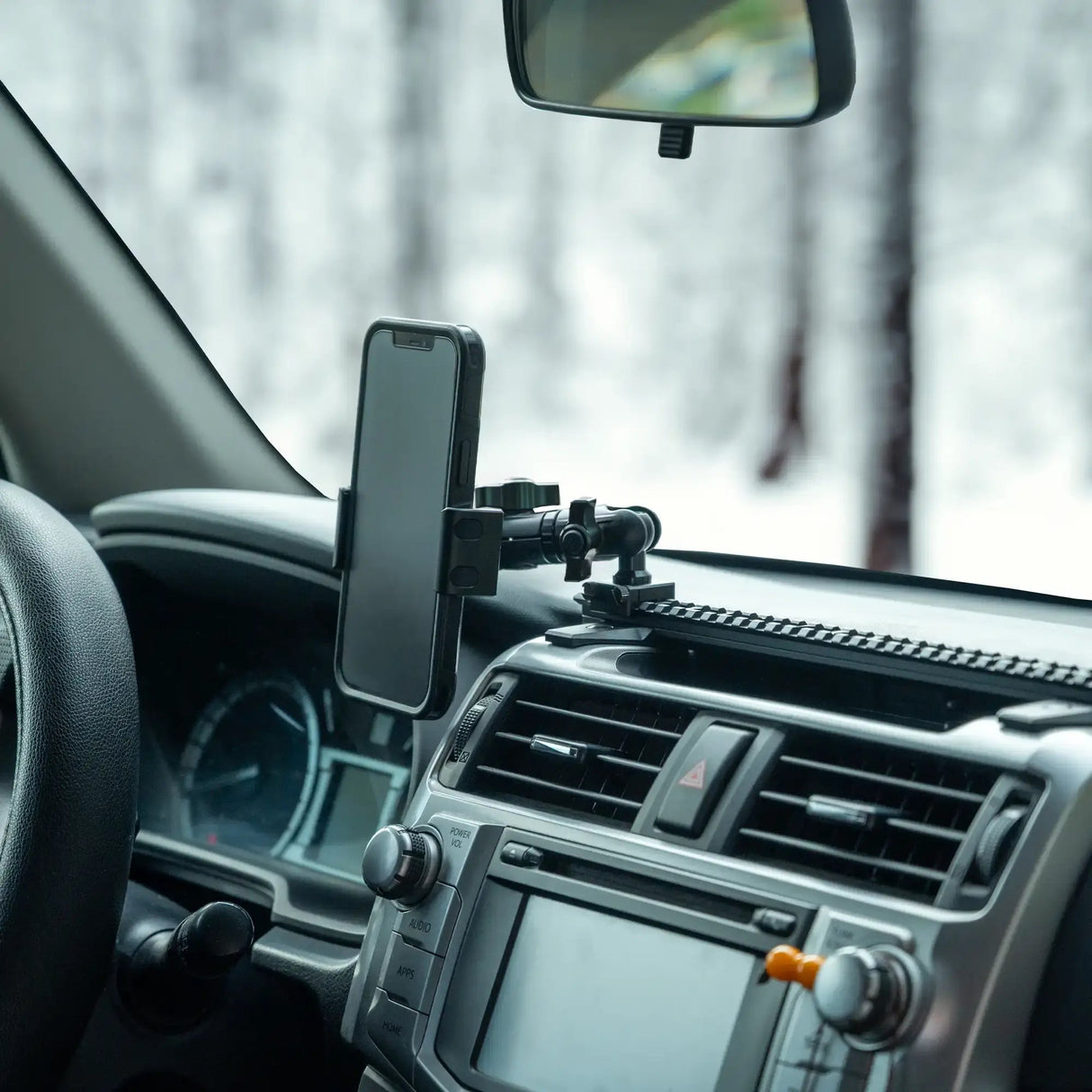 2010-2024 Toyota 4Runner Tackform Slim Track Dash Bracket With 20LITE Phone, GoPro & 2-in-1 CB Mic Holders - Xtrusion Overland