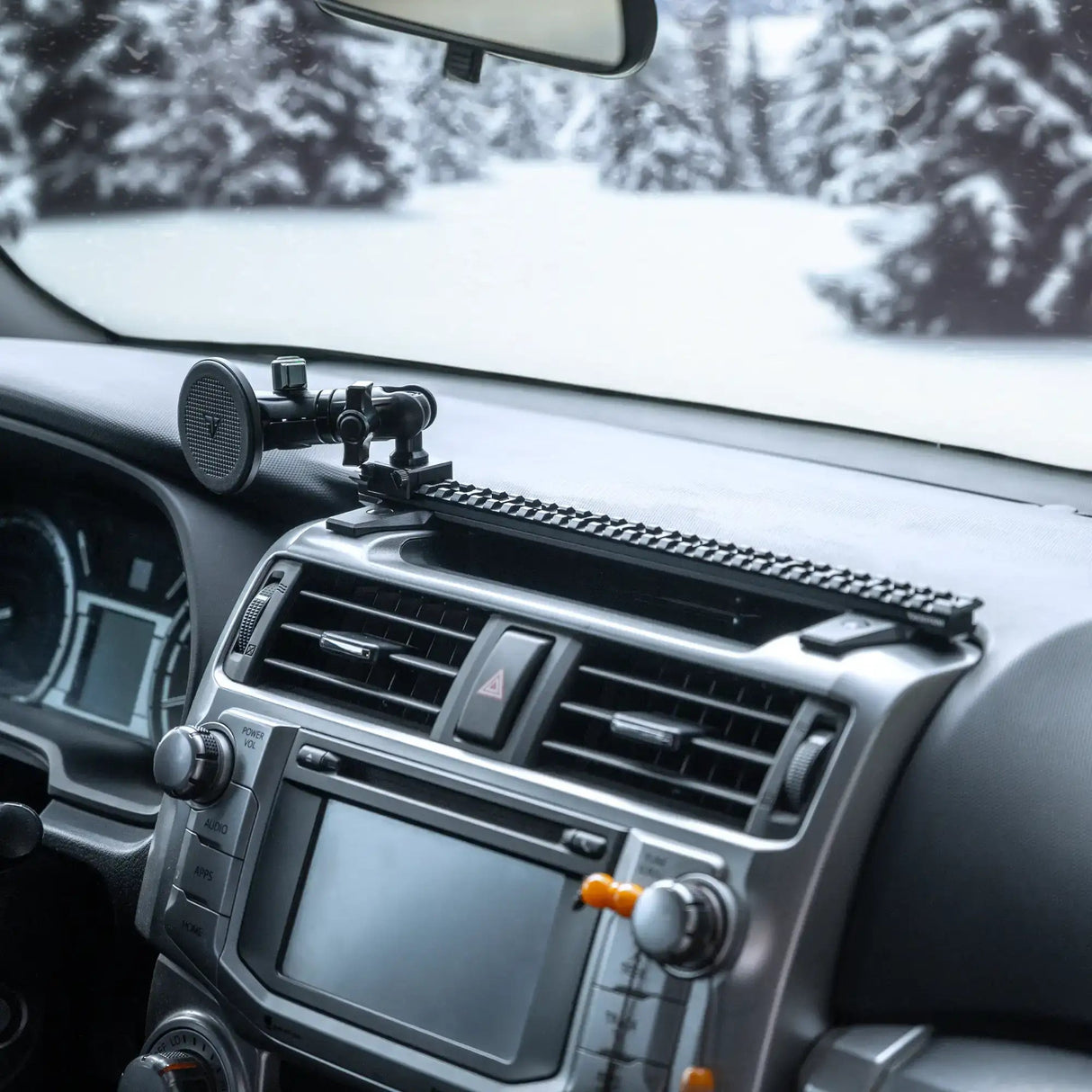 2010-2024 Toyota 4Runner Tackform Slim Track Dash Bracket With 20LITE Phone, GoPro & 2-in-1 CB Mic Holders - Xtrusion Overland