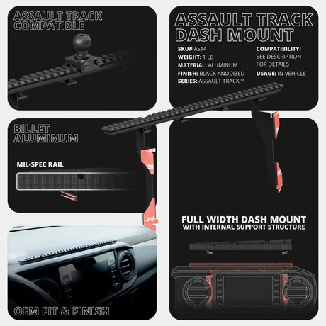 2016-2023 Toyota Tacoma Tackform Assault Track Picatinny Dash Bracket With Tablet Mount - Xtrusion Overland