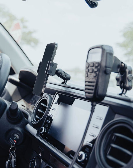 2016-2023 Toyota Tacoma Tackform Slim Track Dash Bracket With 20LITE Phone & CB Microphone Mounts - Xtrusion Overland