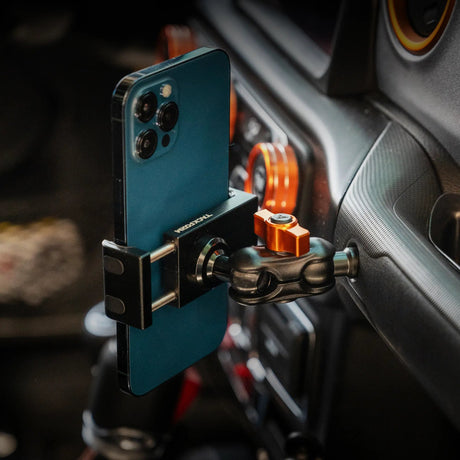 2018 - 2023 Jeep JL, Gladiator, and 4XE LINK™ Grab Bar Mount With Qi2.2/MagSafe Charging & Cooling Phone Holder | 2" Arm - Xtrusion Overland