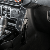 2018-2026 Jeep Wrangler JL/4xe & Gladiator JT LINK™ Console Screw Mount with Qi Wireless Charging Phone Holder & Customizable LED Accent Lighting | 9.5"- 13" Telescoping Arm - Xtrusion Overland