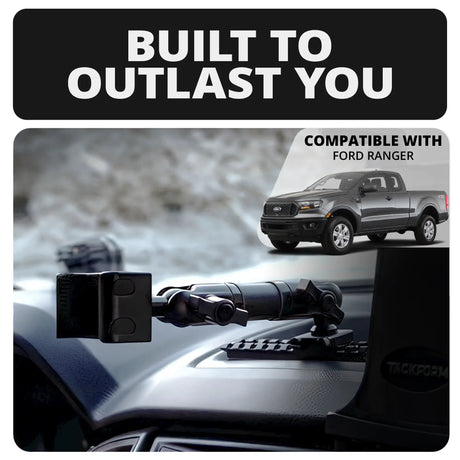 2019-2023 Ford Ranger (WITHOUT Switch Panel) Tackform Assault Track Picatinny Dash Bracket With Dual 20LITE Phone Holders - Xtrusion Overland