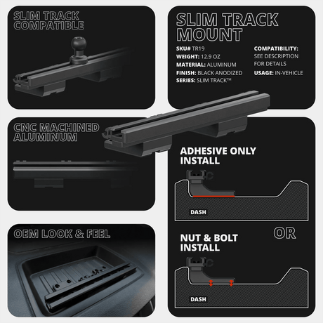 2019-2023 Ford Ranger (WITHOUT Switch Panel) Tackform Slim Track Dash Bracket With MagSafe Phone Holder - Xtrusion Overland