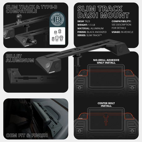 2021 - 2024 Ford Bronco SPORT Tackform Slim Track Dash Bracket With Dual MagSafe Phone Mounts - Xtrusion Overland
