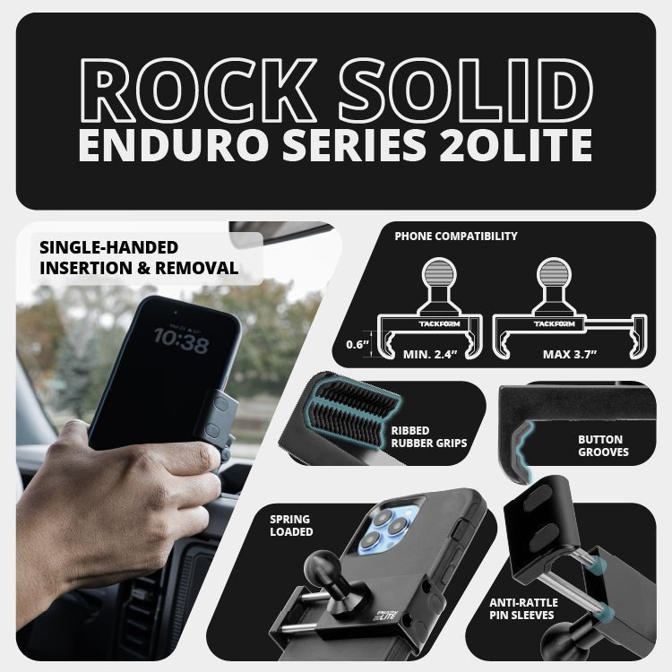 2021-2026 Ford Bronco LINK™ 20LITE Phone Mount With Top Dash Clip | 2" Arm | 6th Generation | (NOT FOR LEATHERETTE STITCHED DASH) - Xtrusion Overland