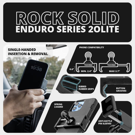2021-2026 Ford Bronco LINK™ 20LITE Phone Mount With Top Dash Clip | 2" Arm | 6th Generation | (NOT FOR LEATHERETTE STITCHED DASH) - Xtrusion Overland