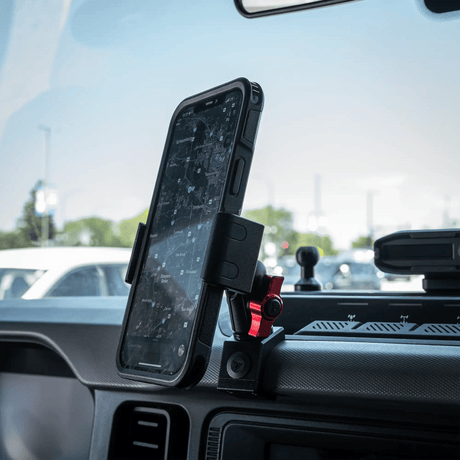 2021-2026 Ford Bronco LINK™ MagSafe Phone Mount With Top Dash Clip | 2" Arm | 6th Generation | (NOT FOR LEATHERETTE STITCHED DASH) - Xtrusion Overland