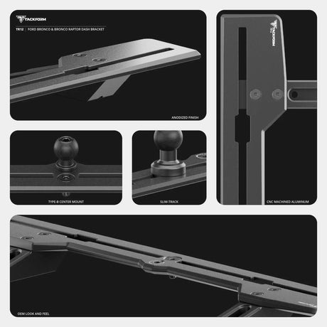 2021+ Ford Bronco & Bronco Raptor (Non-Sport) Tackform Slim Track Dash Bracket With 20LITE Phone Mount - Xtrusion Overland
