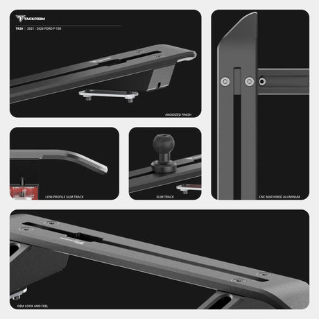 2021+ Ford F-150 (See Compatibility Info For Specific Year/Trim Fitment Details) Tackform Slim Track Dash Bracket With Dual 20LITE Phone Mounts - Xtrusion Overland