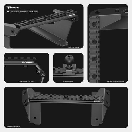 2022 Ford Super Duty (Compatible With 12” Screen ONLY) Tackform Assault Track Picatinny Dash Bracket With Dual 20LITE Phone Mounts - Xtrusion Overland