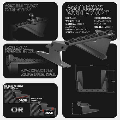 2022 Ford Super Duty (Compatible With 12” Screen ONLY) Tackform Assault Track Picatinny Dash Bracket With Dual MagSafe Phone Mounts - Xtrusion Overland
