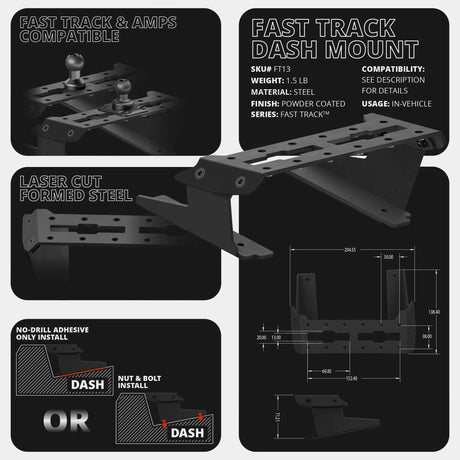 2022 Ford Super Duty (Compatible With 12” Screen ONLY) Tackform Fast Track Dash Bracket With Dual MagSafe Phone Mounts - Xtrusion Overland