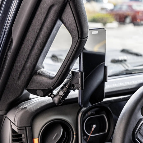 2024+ Jeep JL, Gladiator, and 4XE LINK™ Grab Handle Mount With Qi2.2/MagSafe Charging & Cooling Phone Holder | 3.5" Arm - Xtrusion Overland