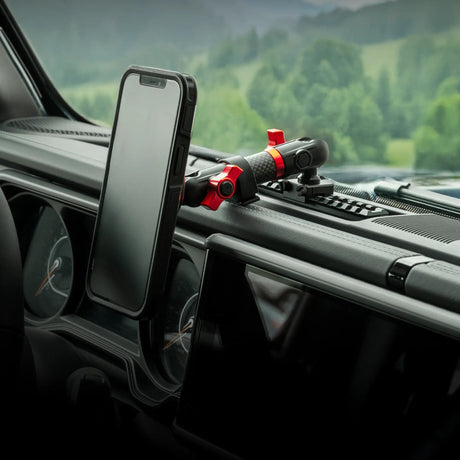 2024+ Jeep Wrangler JL & Gladiator (Not Compatible With 4xe) Tackform Assault Track Picatinny Dash Bracket With Wireless Charging Phone Mount | Driver Side - Xtrusion Overland
