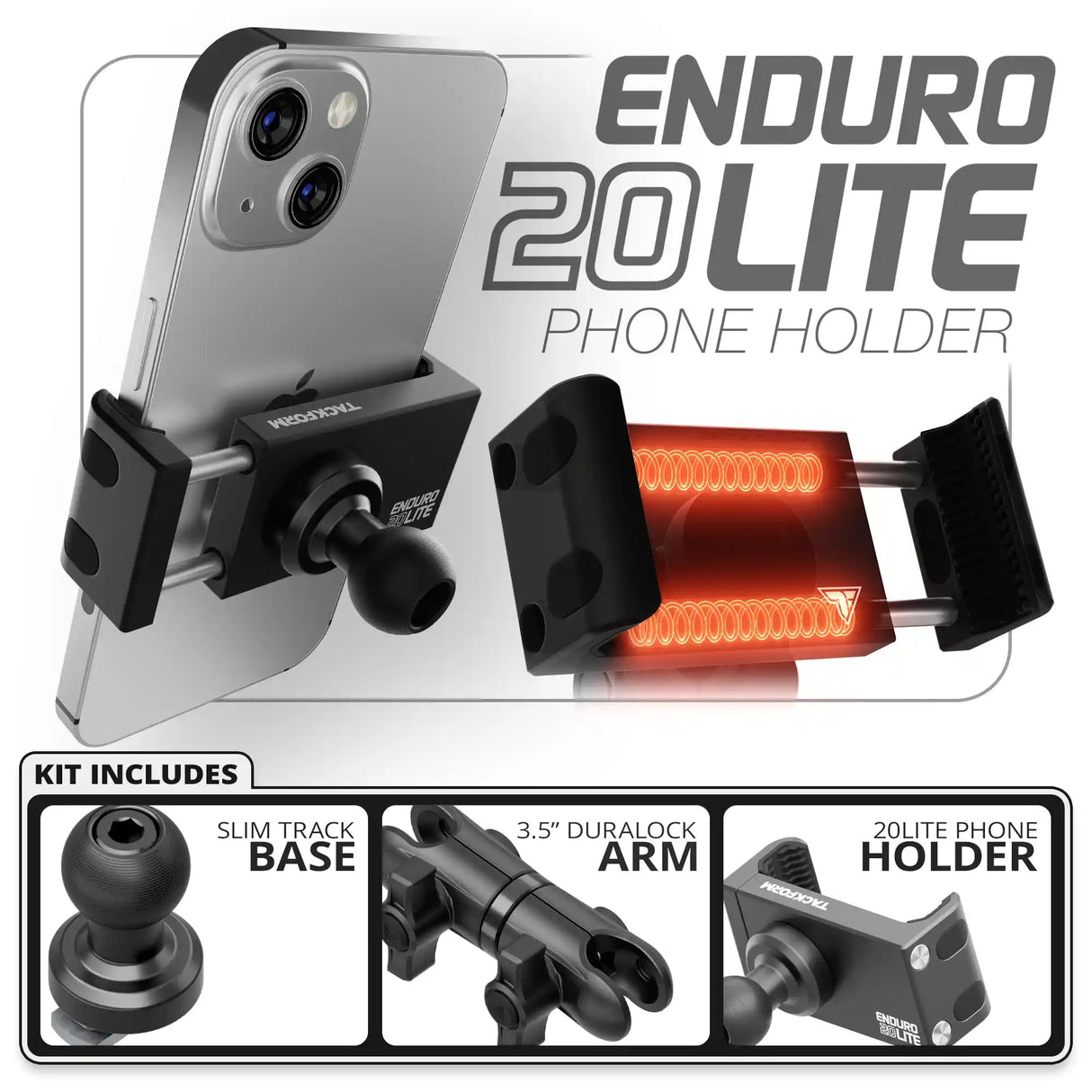 20LITE Phone Holder | Slim Track Base | 3.5" DuraLock Arm - Xtrusion Overland