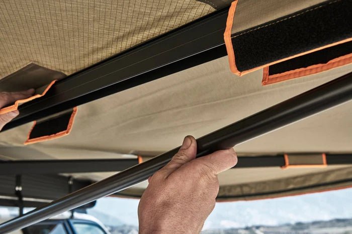270 DEGREE AWNING, COMPACT, DRIVER SIDE, C-CHANNEL ALUMINUM, OLIVE, BY TUFF STUFF OVERLAND - Xtrusion Overland