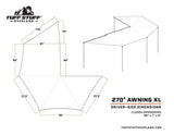 270 DEGREE AWNING, XL, DRIVER SIDE, C-CHANNEL ALUMINUM, OLIVE, BY TUFF STUFF OVERLAND - Xtrusion Overland