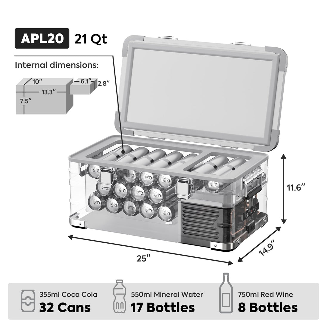 NEW! 21QT APL20 Light Duty Aluminum Freezer Single Zone | ICECO Ship out Dec.10th-Portable Fridge-www.icecofreezer.com