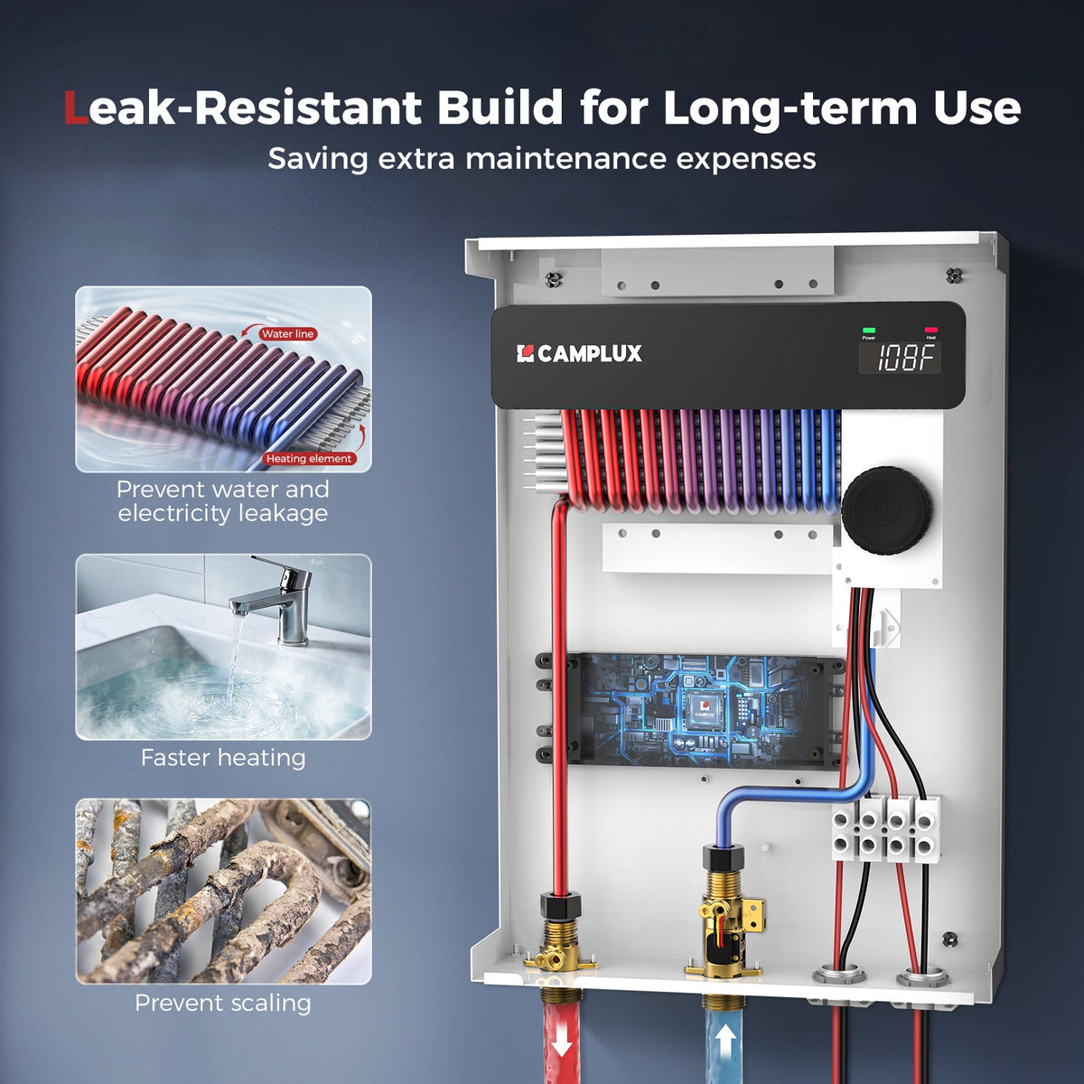Camplux On Demand Electric Tankless Water Heater 18kW | White