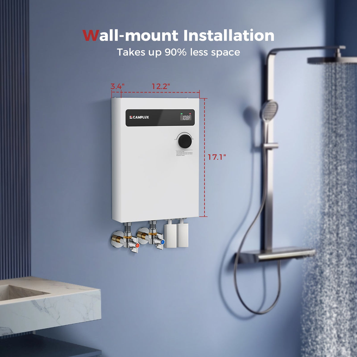 Camplux On Demand Electric Tankless Water Heater 18kW | White