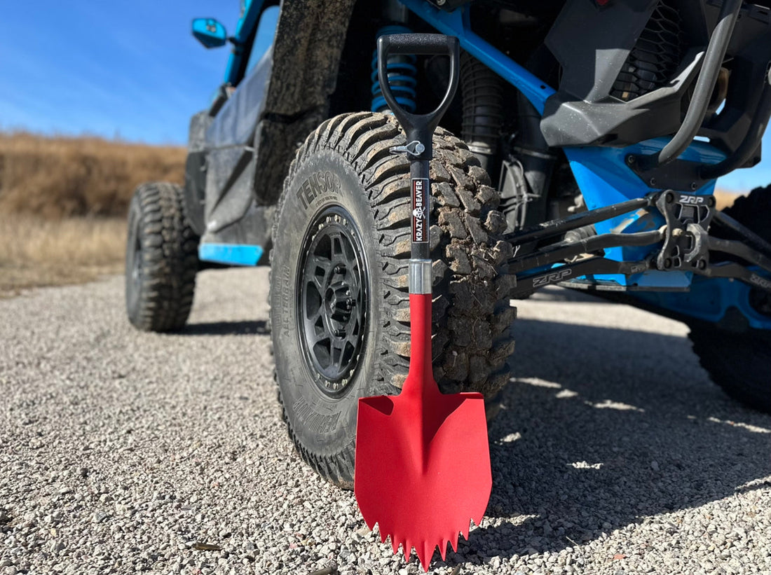 ATV / UTV Krazy Beaver Shorty Shovel (Textured Red Head / Black Handle)